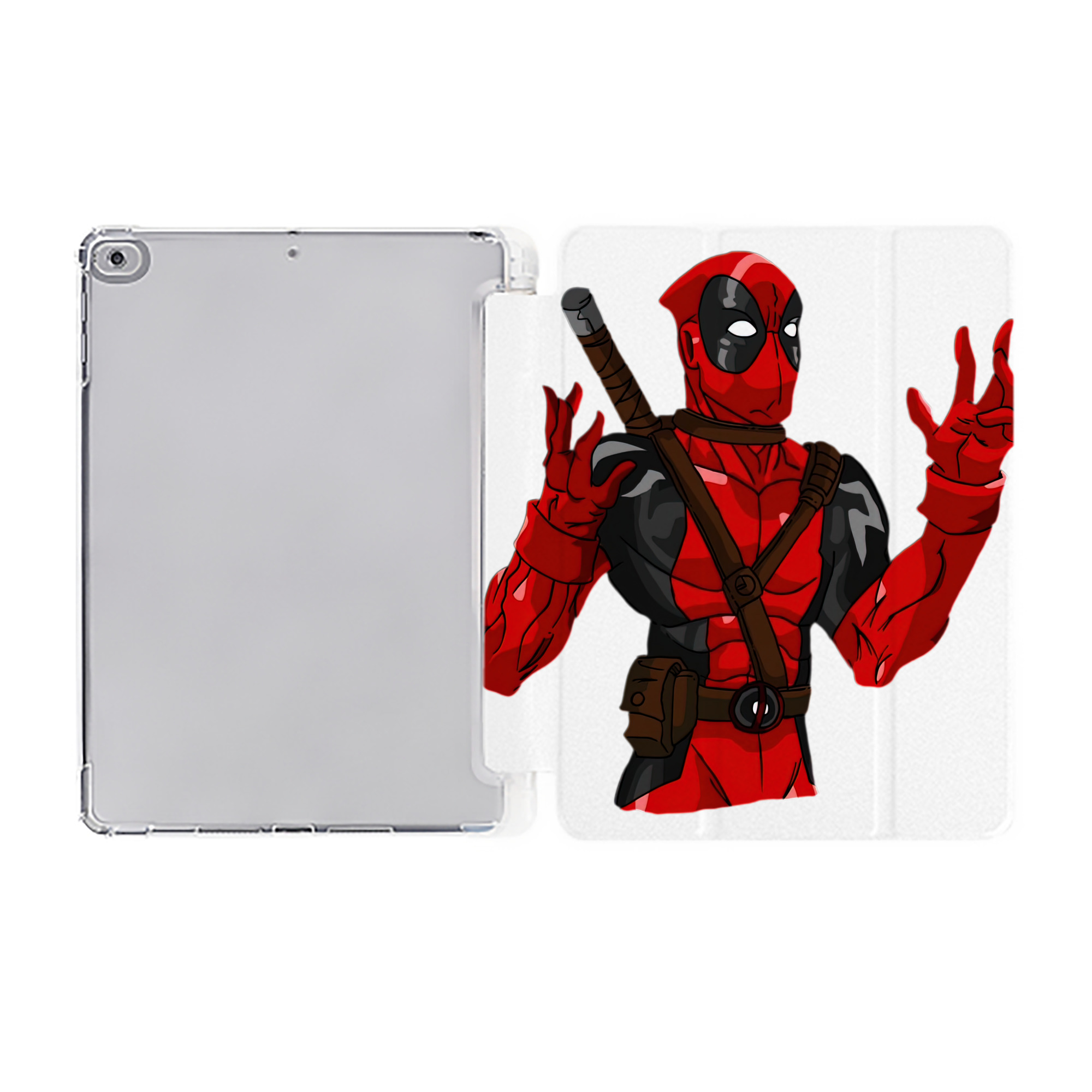 （画像用） Deadpool デッドプール IPad ケース ペン収納付き 三つ折りスタンド PUレザー×シリコン 対応機種9.5/10.5/10.9インチ